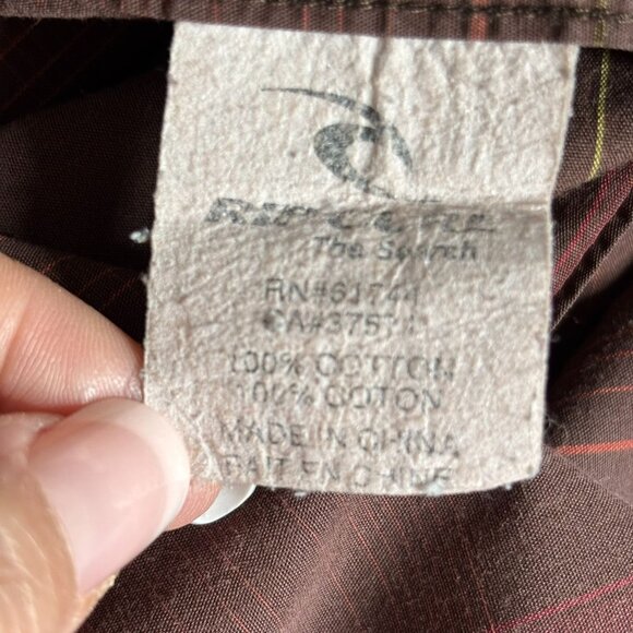 Ripcurl Button Up Short Sleeve Shirt XL Brown Plaid Casual Pocket Cotton - Picture 7 of 7